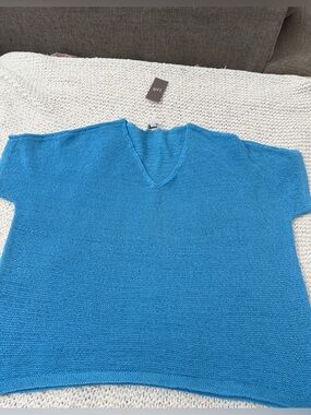 J. Jill Turquoise Knit V-Neck Sweater